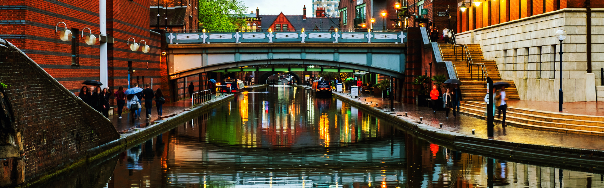 Picture of buildings with canal in Birmingham.